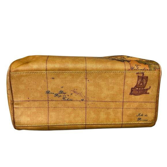 ALVIERO MARTINI CLASSE WORLD MAP BROWN BOSTON BAG - Picture 9 of 14